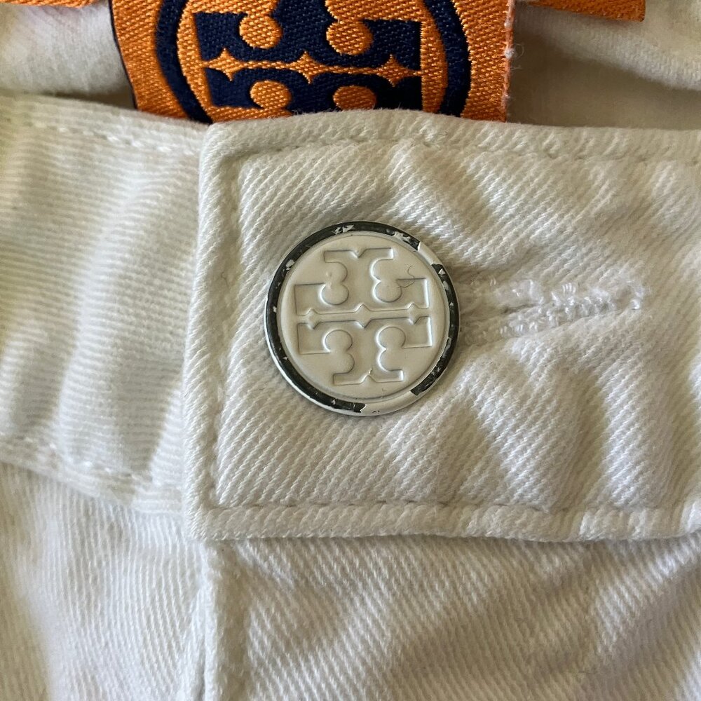 TORY BURCH  Cropped Skinny White Jeans 4 Pockets Size 28 - Picture 13 of 14